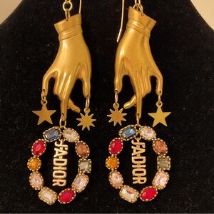 Whimsical Upcycled Earrings with Multi-colored gemstones